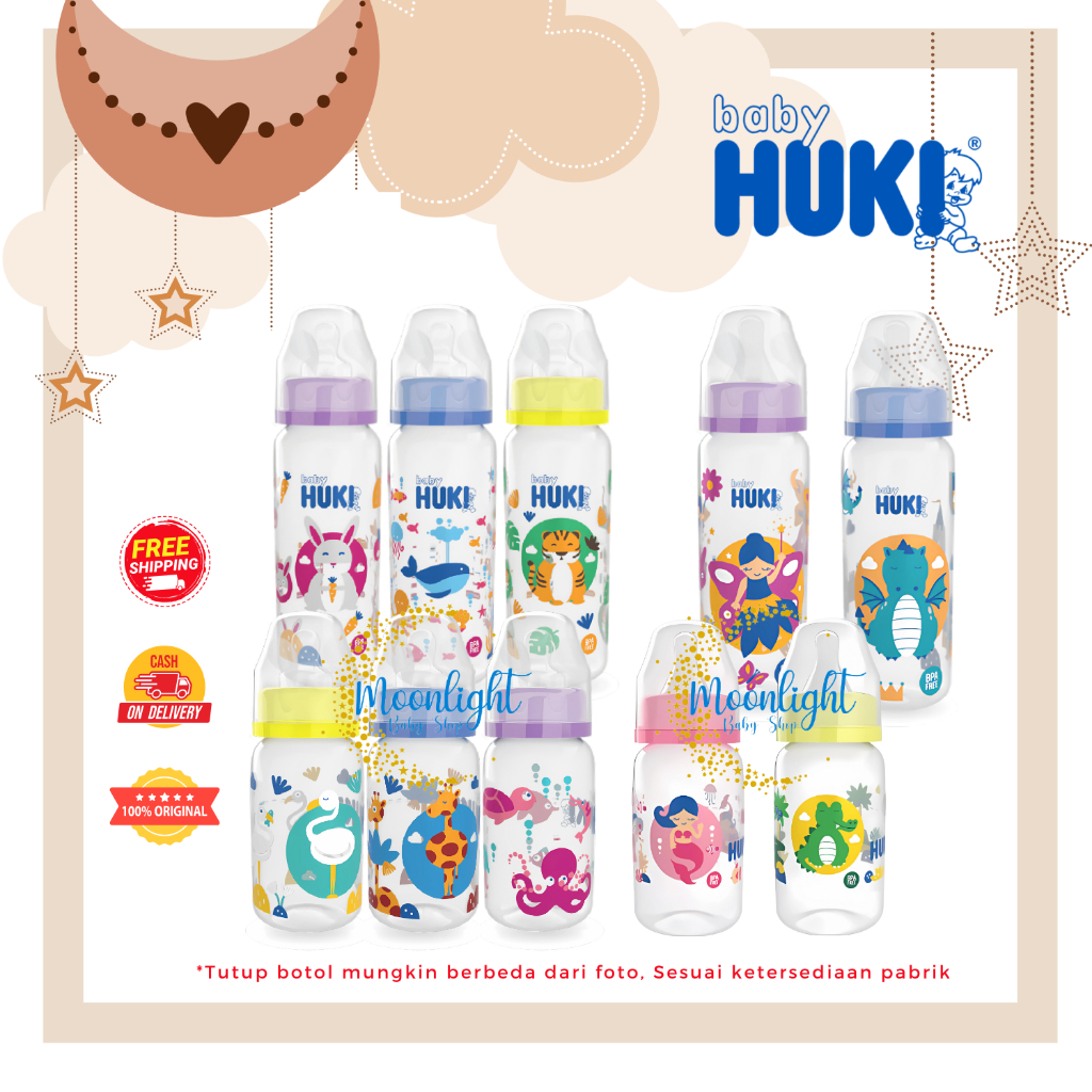BABY HUKI Baby Bottle Botol Susu Bayi PP Ortho Gepeng 60ml / 120ml / 240ml botol dot minum susu