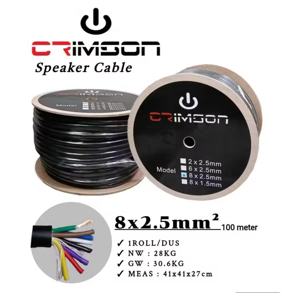 Kabel sound speaker / spiker CRIMSON 8x2,5 8*2,5 8 x 2,5 isi 8 serabut hitam ecer permeter