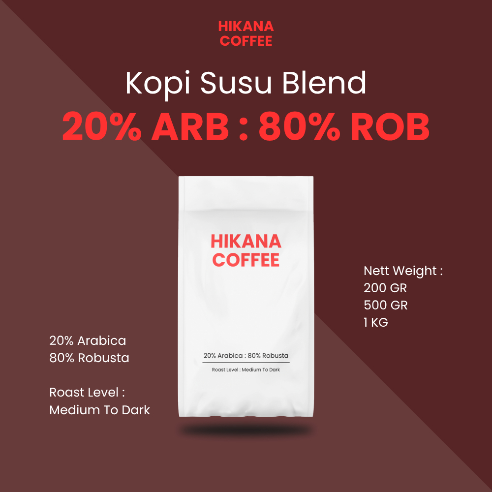 

Hikana Coffee - Kopi Espresso Blend Arabika 20% Robusta 80% / Espresso Kopi Susu Blend For Cafe / Biji Bubuk Kopi Arabika Robusta Blend Kopi Susu 20:80