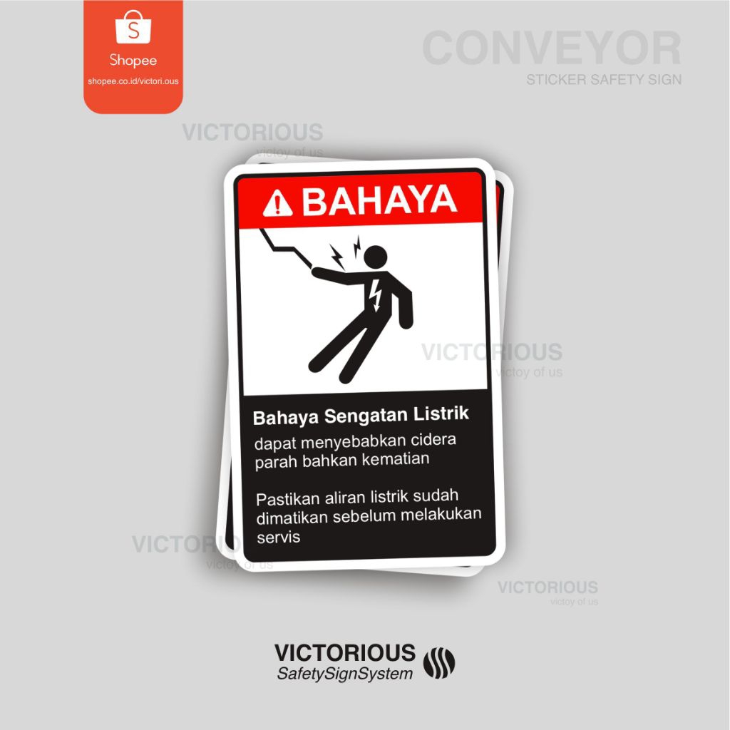 

Sticker Safety Sign K3 Bahaya Sengatan Listrik Dapat Menyebabkan Cidera Serius Bahkan Kematian