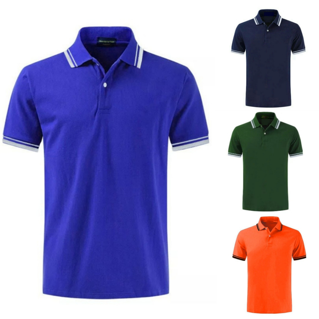 Kaos Pria Kerah Motif List/Baju Pria Kerah Seragam Motif List