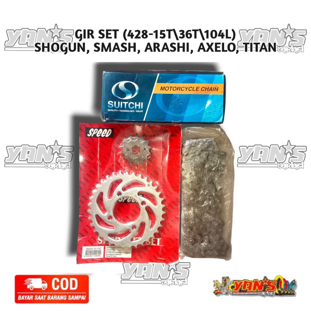 GIR GEAR SET RANTE RANTAI MOTOR SUZUKI SHOGUN SMASH AXELO ARASHI TITAN TORNADO