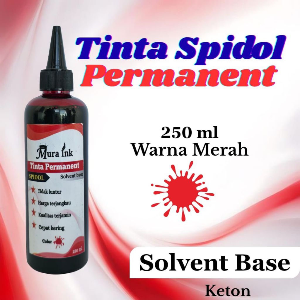 

Tinta spidol permanent merah 250 ml basis minyak mura ink