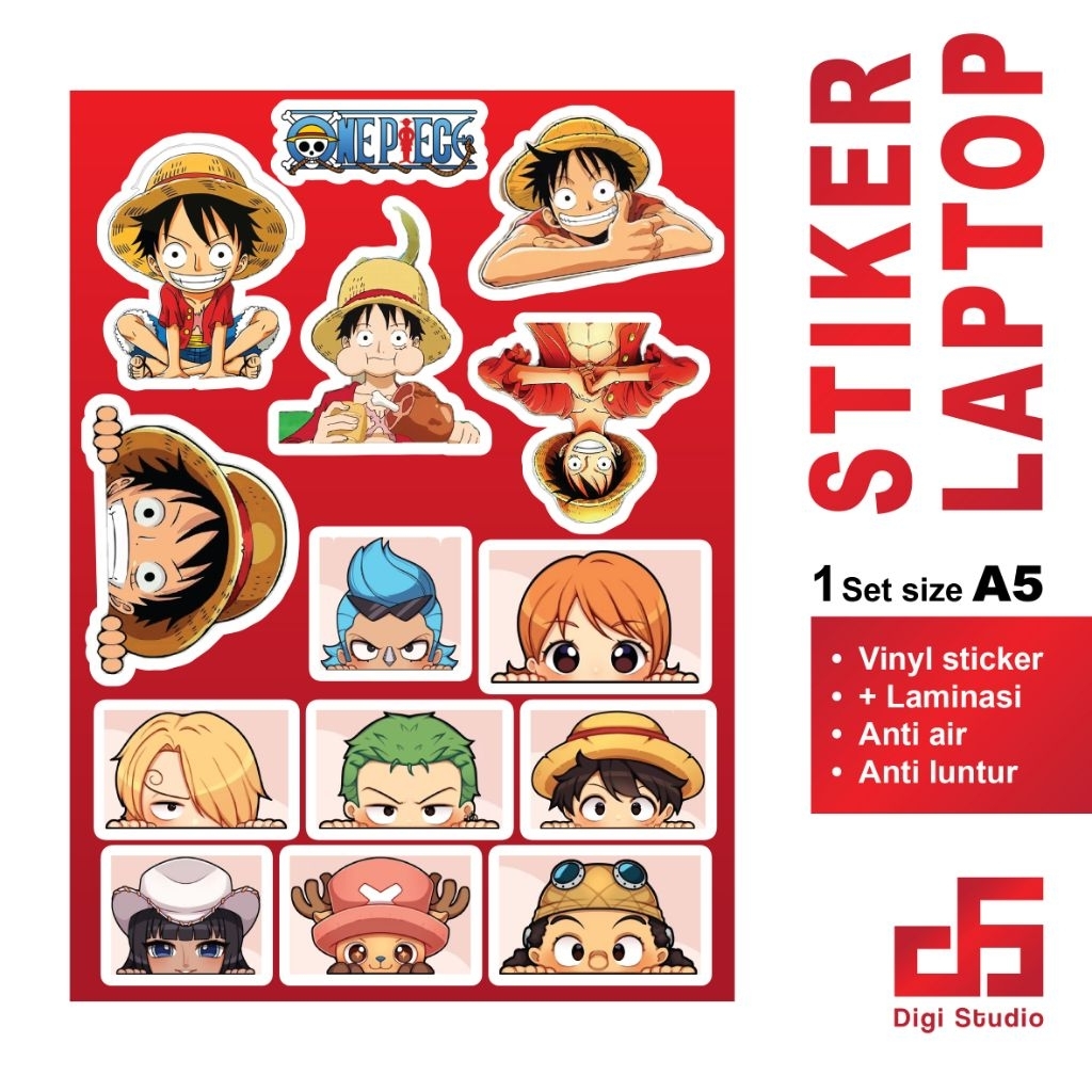 

Digi Studio - Stiker Sheet karakter ONE PIECE satu set ukuran A5