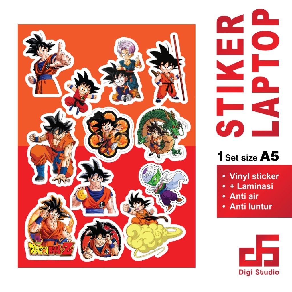 

Digi Studio - Stiker Sheet karakter Chibi Dragon ball Z satu set ukuran A5