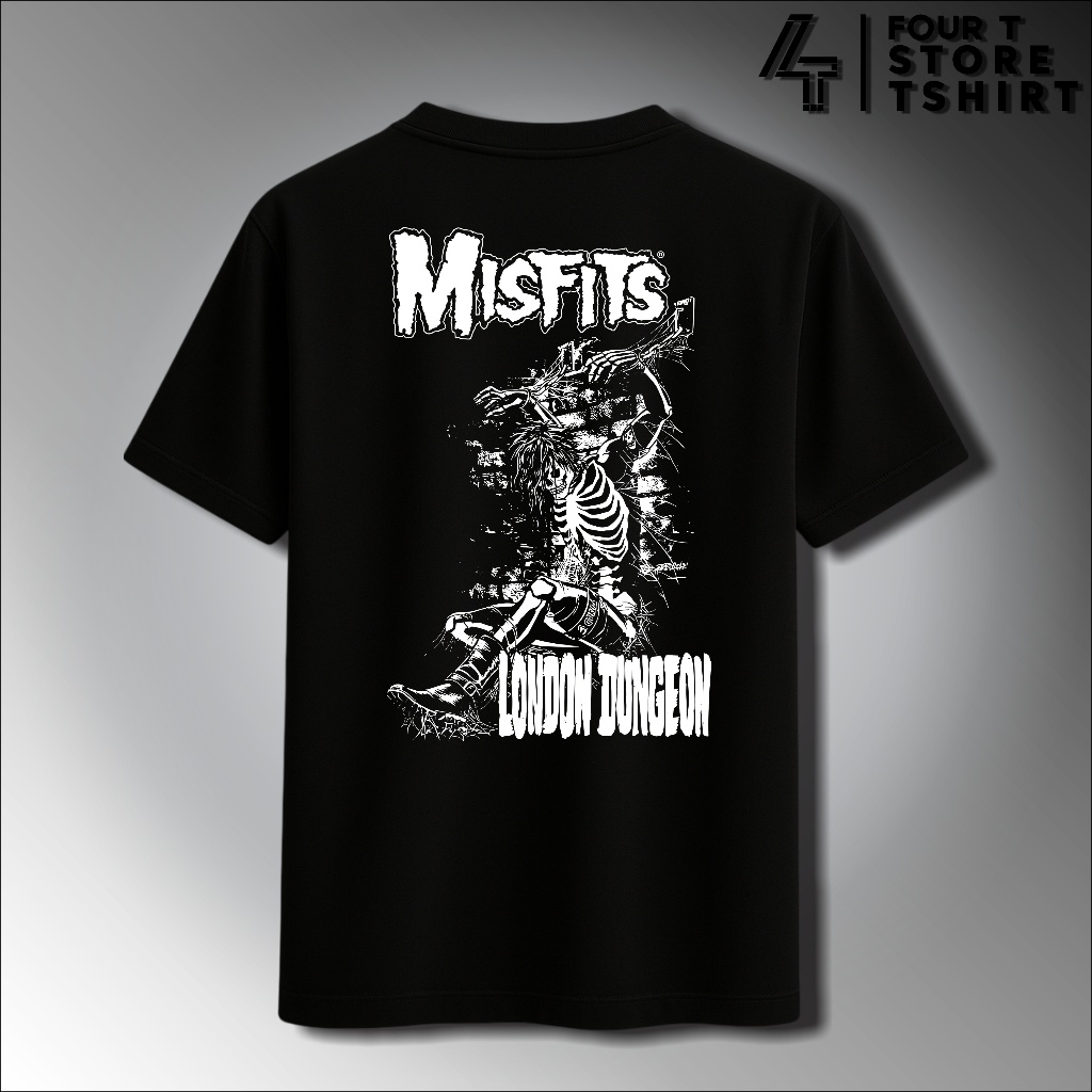Kaos Misfits Band Second Vincent Pocong Loong Sleeve London Dungeon Katun Combed Lengan Pendek