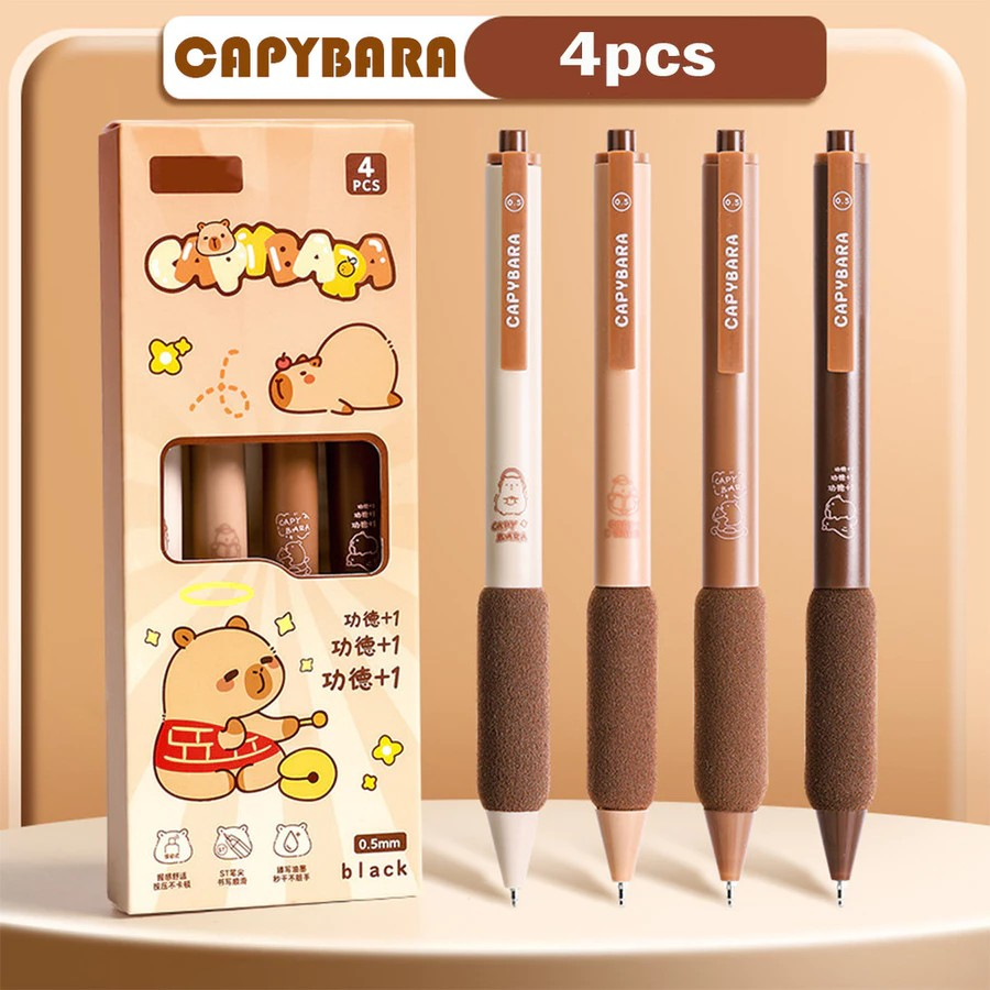 

[ATK-MURAH] Pena Gel Isi 4 Set Pulpen Mekanik Aesthetic Box Pen Motif Lucu Warna Brown