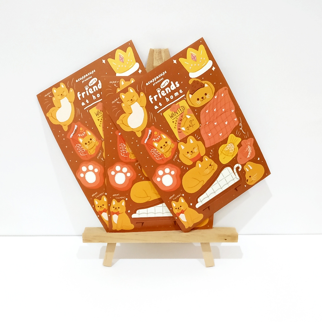 

Friends at Home Series Furry Cat Animal Sticker Sheets | acuppacups