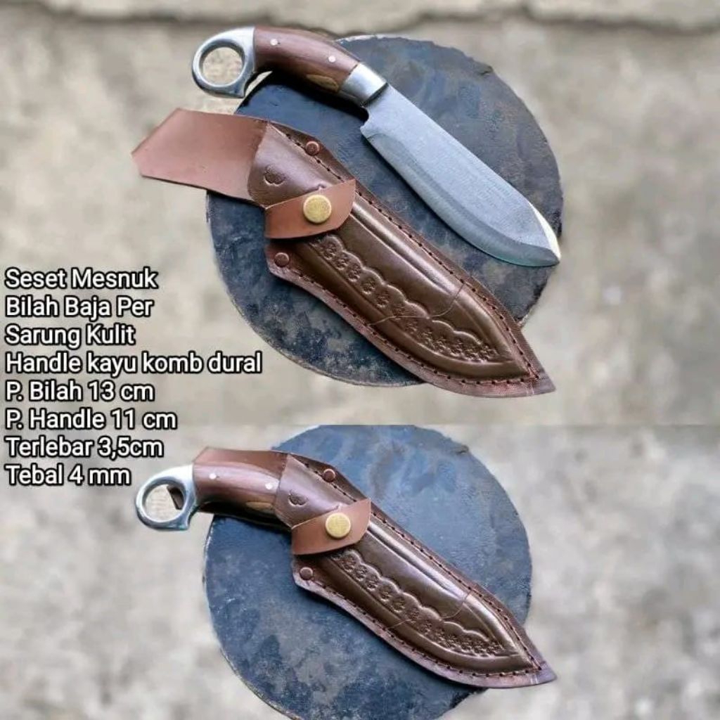 pisau skiner nesmuk sarung kulit