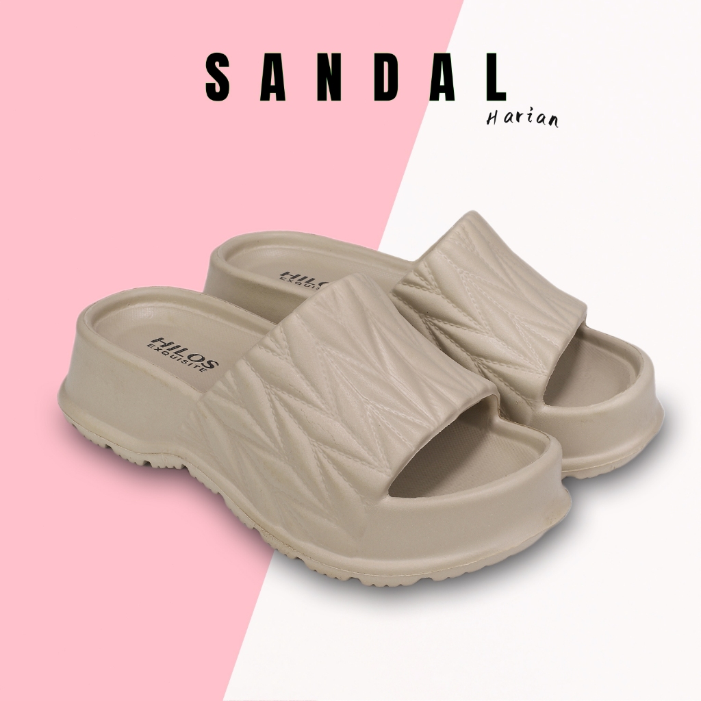 Sandal Karet Wanita Kekinian Wedges Anti Slip Sandal Korean Style Wanita Harian Sandal Wanita karet 