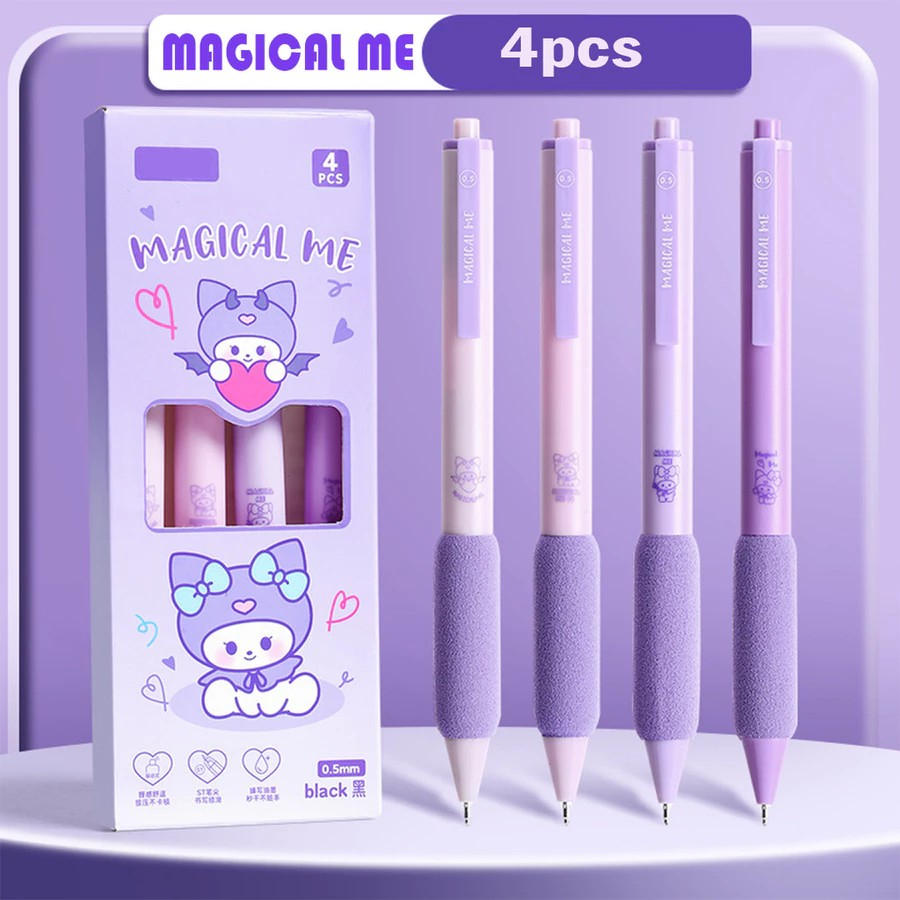 

[PG-ATK] Pena Gel Isi 4 Set Pulpen Mekanik Aesthetic Box Pen Motif Lucu Warna Ungu