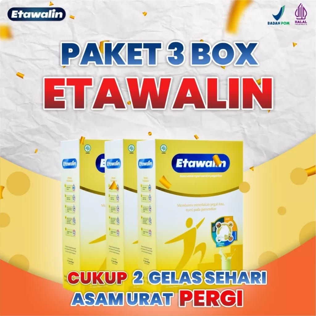 

PAKET 3 BOX ETAWALIN 200gr Susu Etawa Herbal Mengatasi Nyeri Sendi, Asam Urat, Serta Menguatkan Tulang & SendiOriginal Alami | Susu Kambing Etawa, Jahe, Kayu Mania, Temulawak, Daun Salam & Sereh