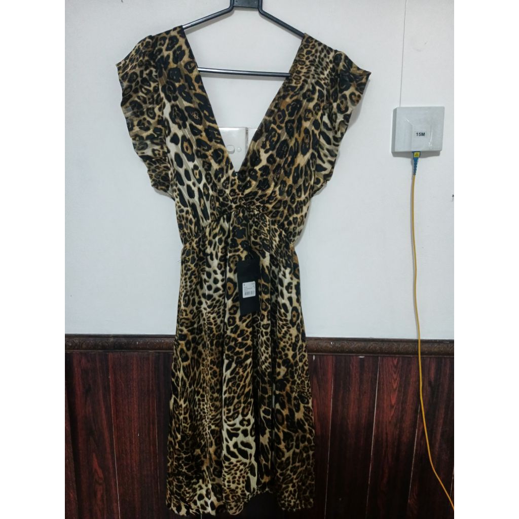 dress wanita motif macan