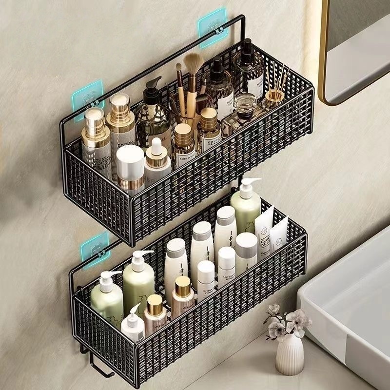 Rak Keranjang Kamar Mandi Rak Kamar Mandi Aesthetic Anti Karat Rak Kamar Mandi Tempel Rak Gantung