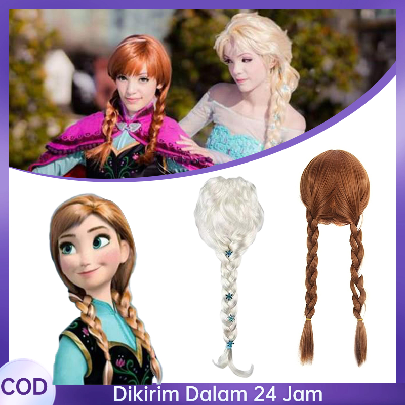 Wig Rambut Anak Perempuan Wig Anak Perempuan Wig Anna Frozen Wig Rambut Wig Rambut Palsu Cosplay Ann
