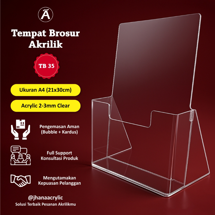 

JHANA ACRYLIC - Tempat Brosur Akrilik Murah TB35 A4 Laser Cutting Presisi Mewah Bening