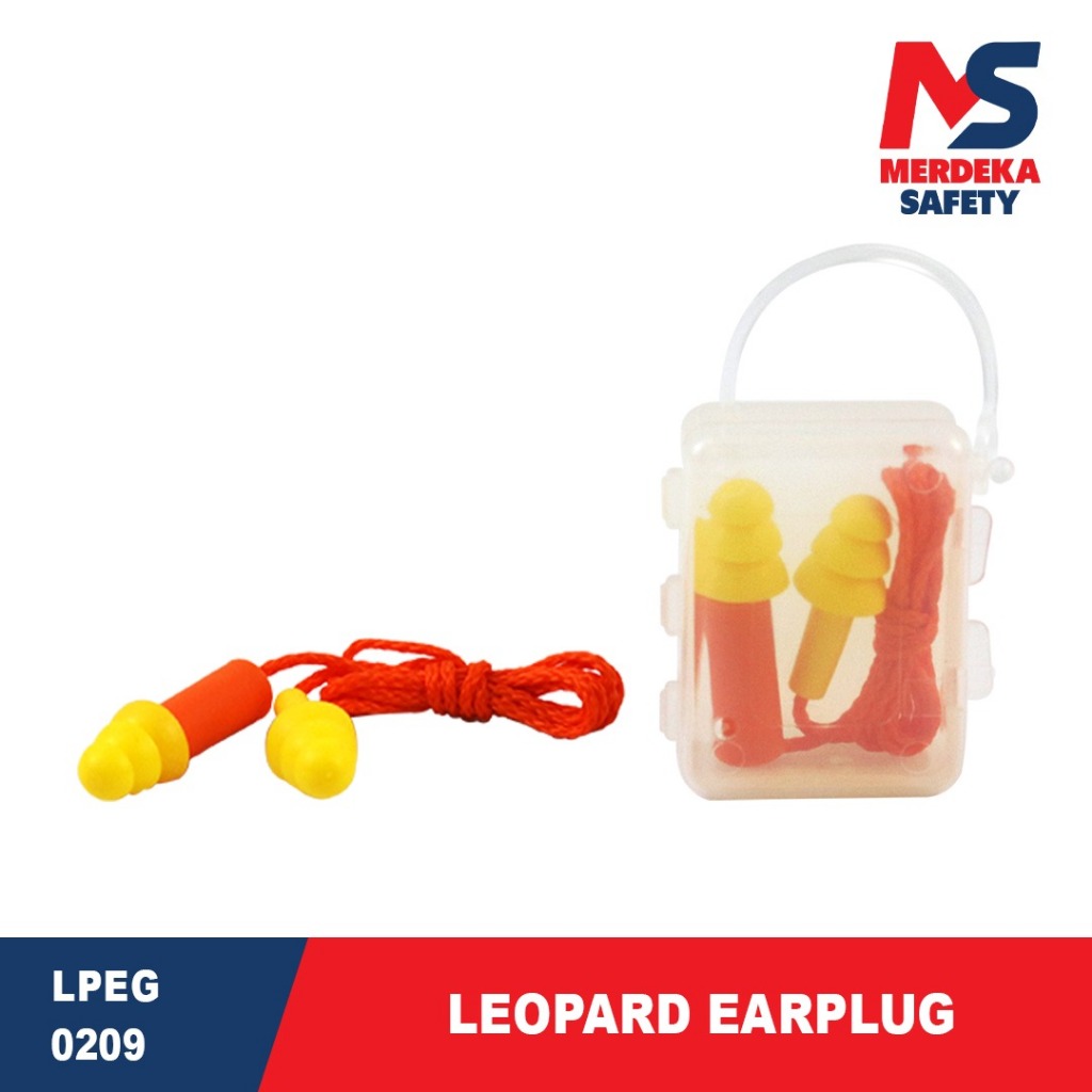 Earplug LPEG 0209 50 pcs Pelindung Telinga Pencegah Bising Warna Kuning Merah Tali Kuping