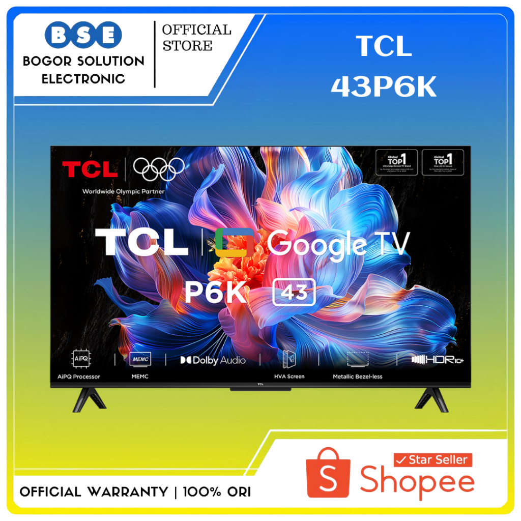 Google TV TCL 43P6K 4K UHD 43 Inch Dolby Audio TV TCL 43 Inci P6K