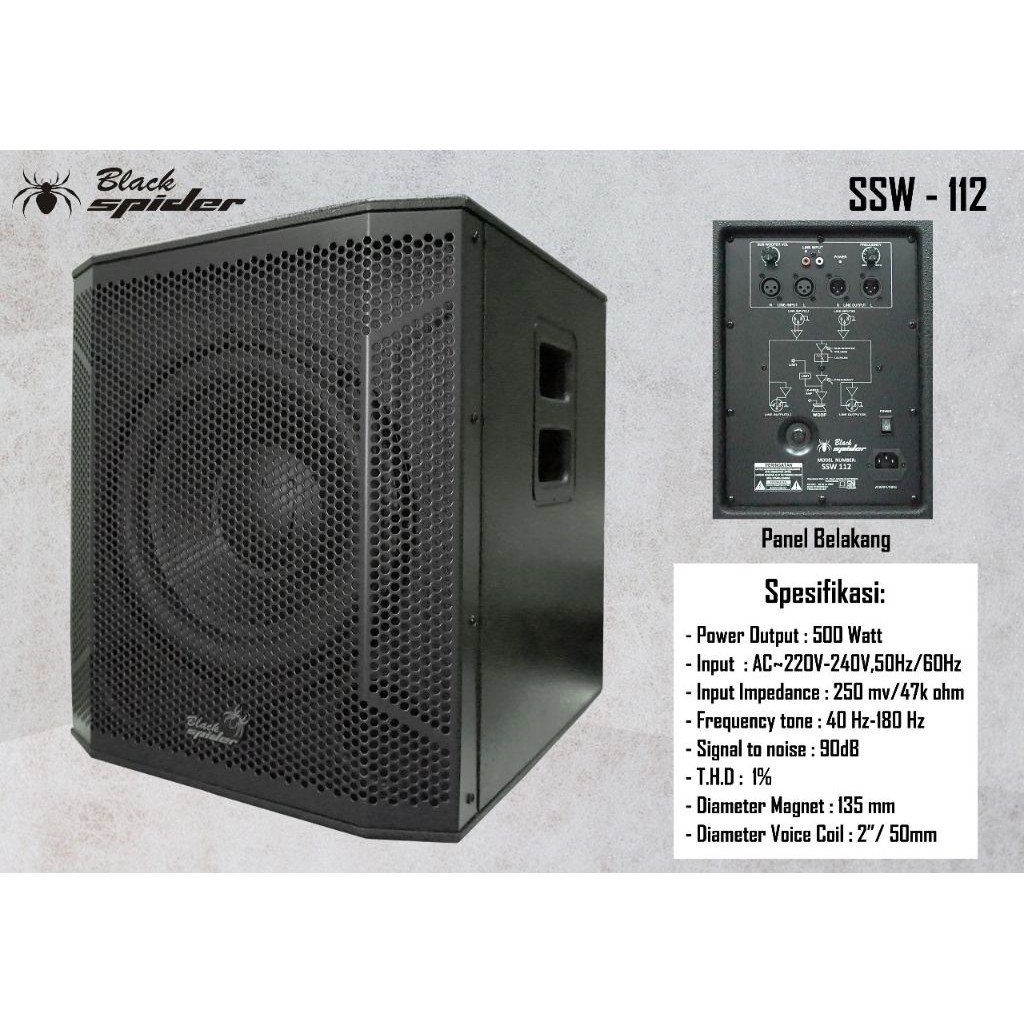 SPEAKER AKTIF SUBWOOFER 12 INCH BLACKSPIDER SSW 112 GARANSI
