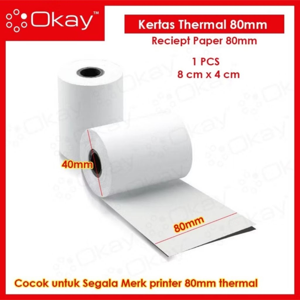 

KERTAS LABEL STICKER THERMAL 58mm x 37mm 6 Meter Dan Kertas Label Thermal Struk Kasir 80X40mm - Kertas Label Printer Thermal - Kertas Thermal