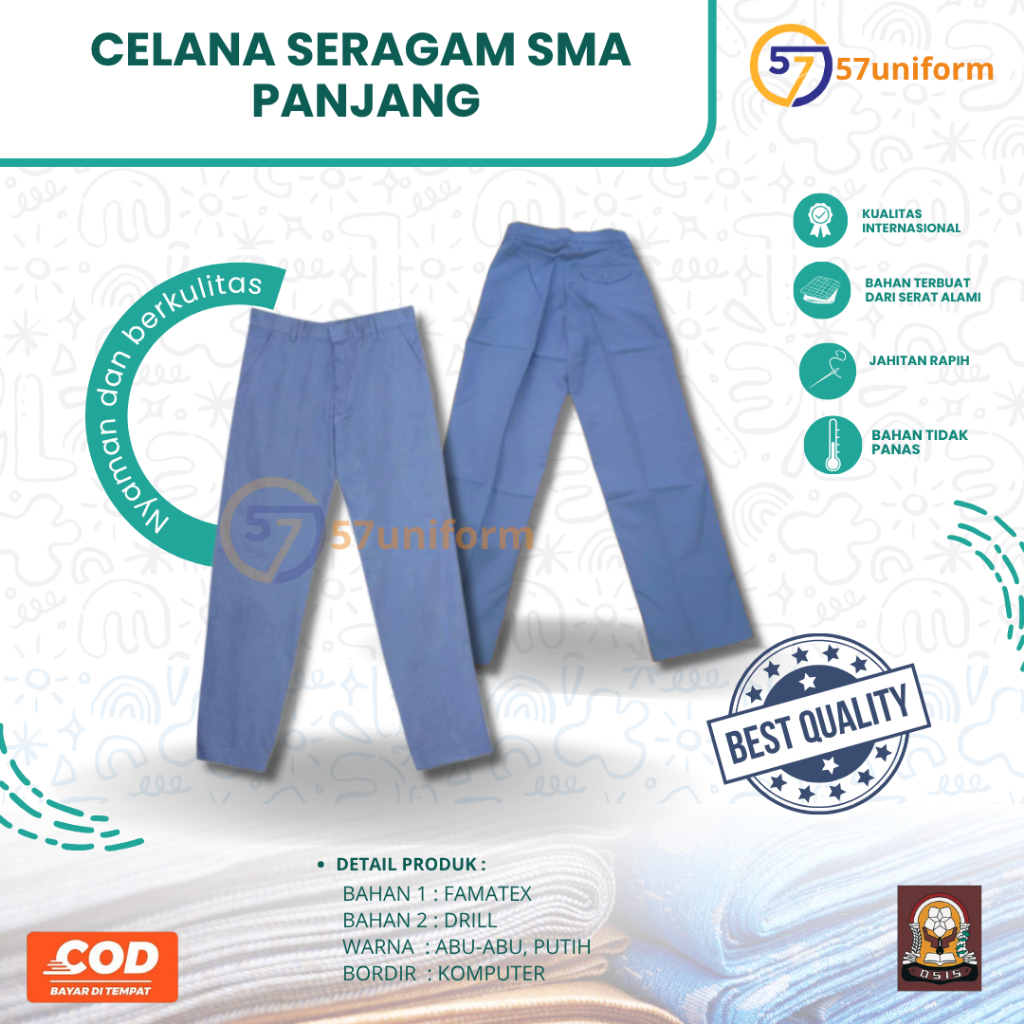 57 CELANA SERAGAM SMA PANJANG MURAH | CELANA SMA CELANA SERAGAM SMA MURAH BAHAN PREMIUM