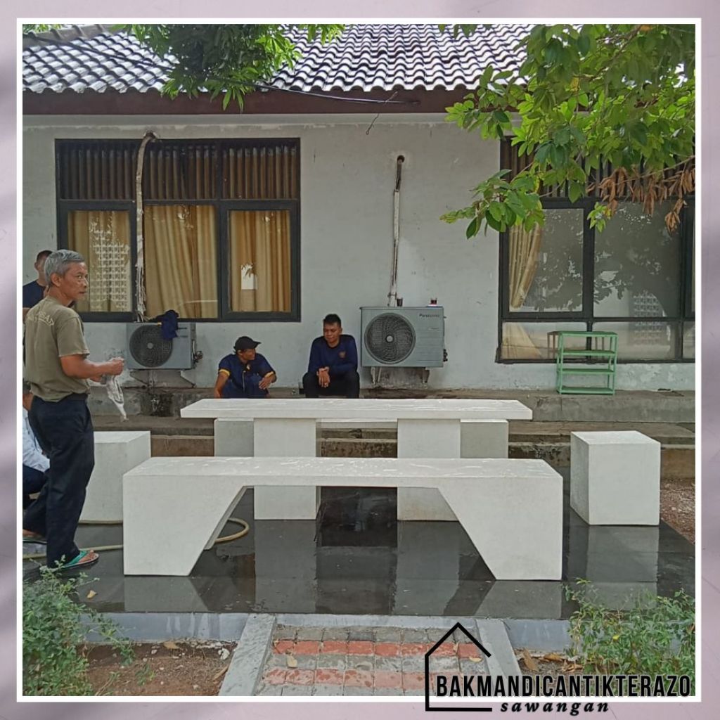 Bangku Taman, Meja Taman Panjang Terazzo/ Bangku Taman Outdoor