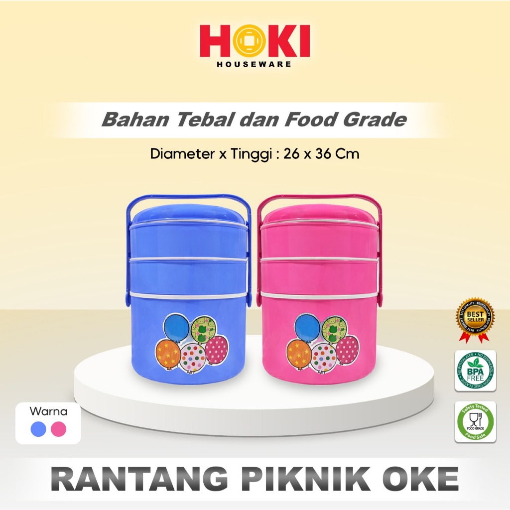 RANTANG PIKNIK OKE / RANTANG SUSUN PLASTIK / RANTANG SUSUN 3 BESAR