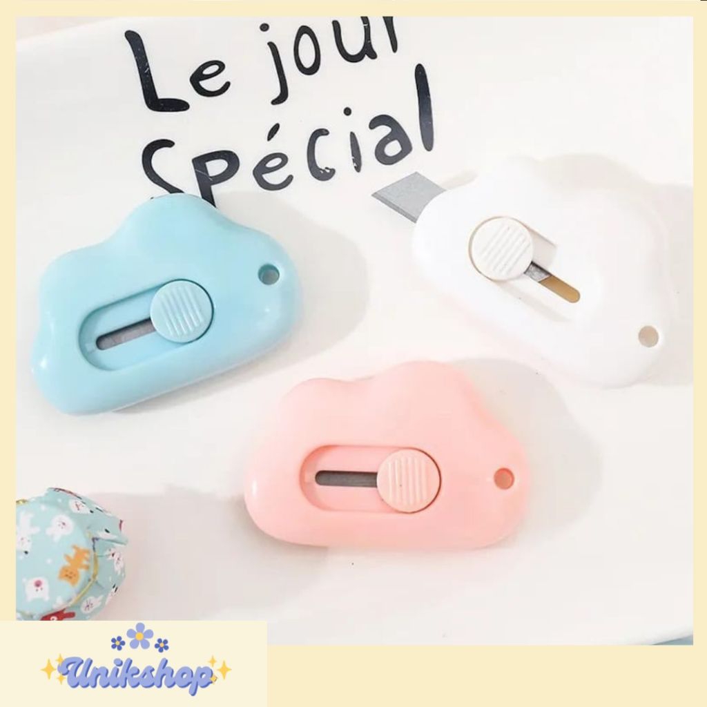 

❤️ SH ❤️ Pisau Pemotong Mini Cutter Mini Portable Bentuk Awan Cloud Warna Pastel Lucu