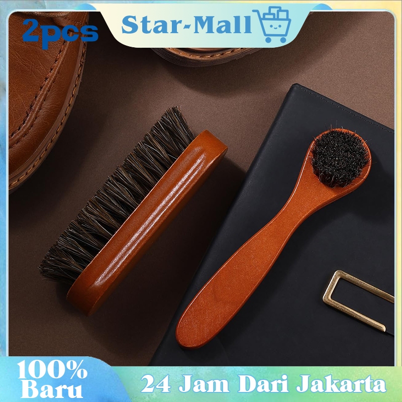 2Pcs Sikat Semir Sikat Sepatu Bulu Kuda Jok Mobil Kulit Cleaning Brush