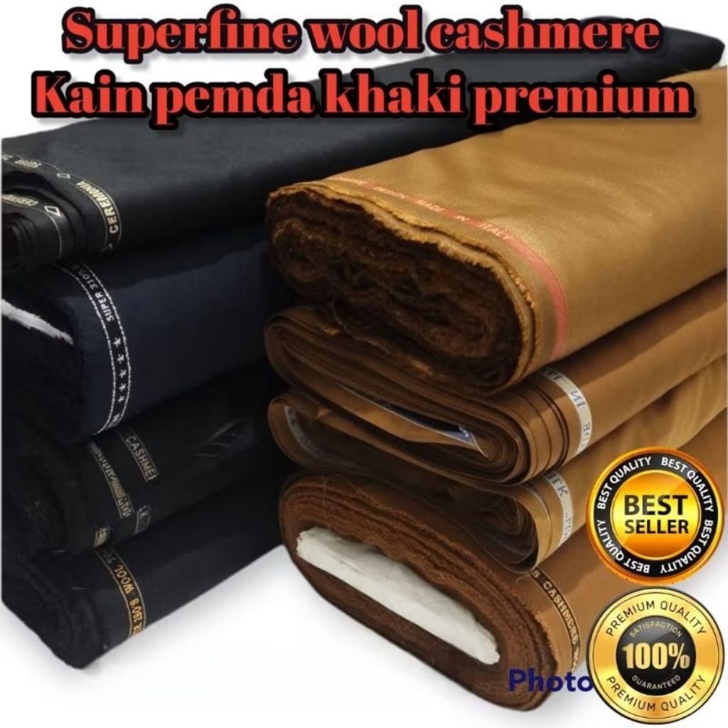 Kain pemda khaki super premium wool and silk bahan baju seragam setelan dinas pemda PNS PDH ASN PSH 