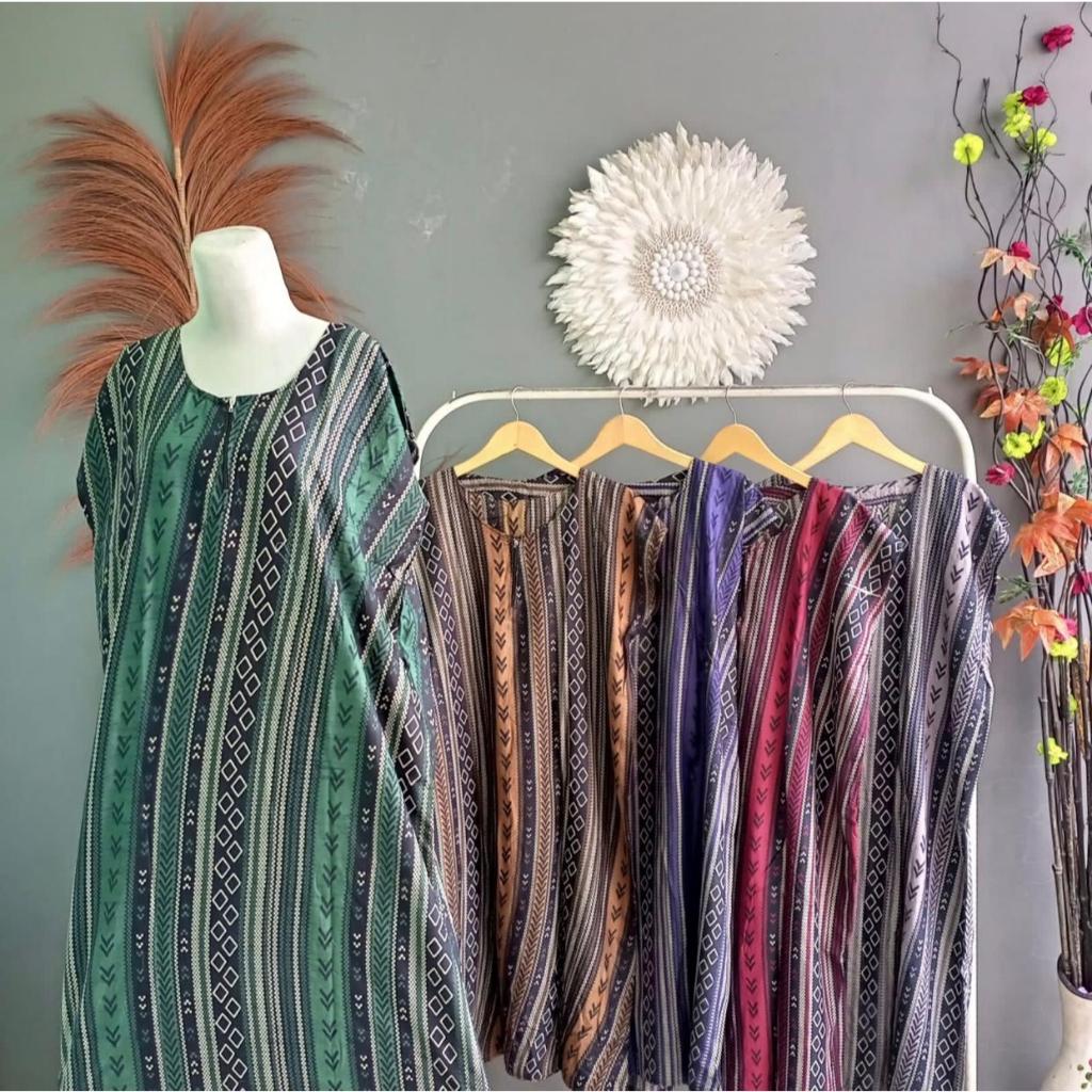 1 Pcs Daster Jumbo LD 120  Busui  Lengan Pendek Batik Kekinian Kancing Depan Resleting Long Dress Pa