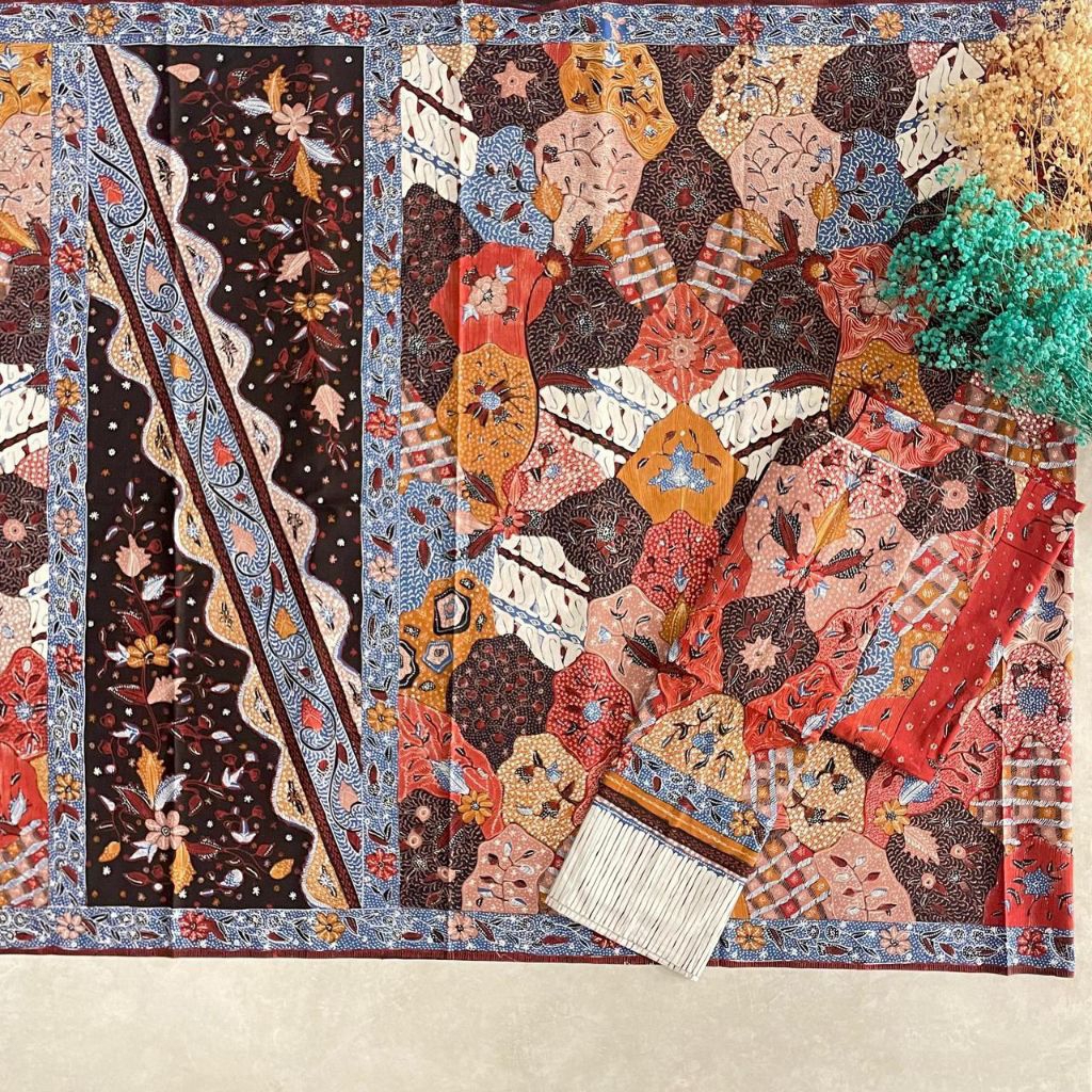 Kain batik couple sarimbit batik fariza cirebon katun tulis set warna cerah termurah dan termewah