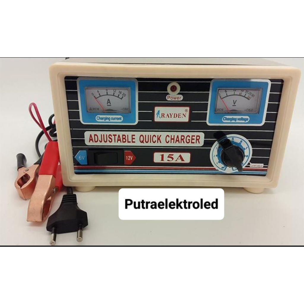 CHARGER AKI 15A RAYDEN DC 6V & 12V OTOMSTIS STOP AKI FULL / Charger Aki 15 Amper