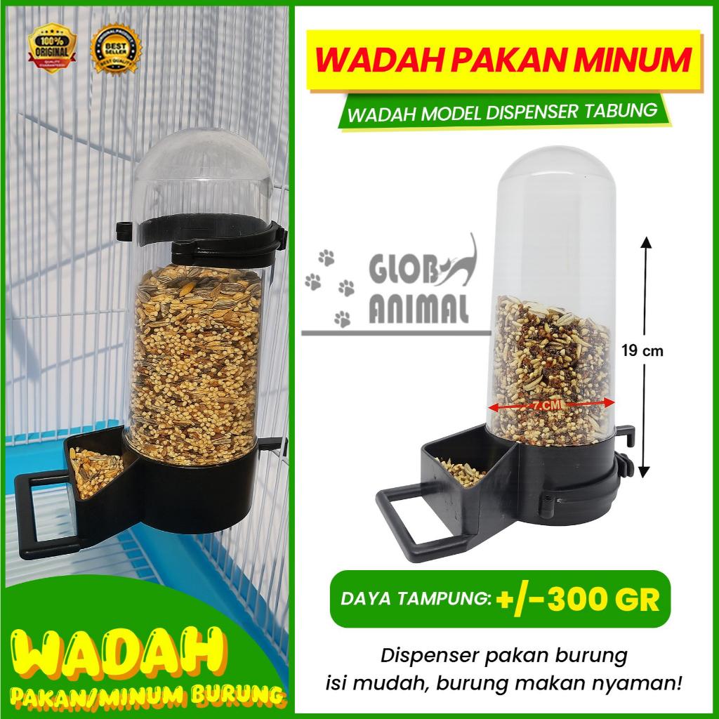 DISPENSER TABUNG GANTUNG SANGKAR BURUNG wadah pakan minum burung cepuk plastik