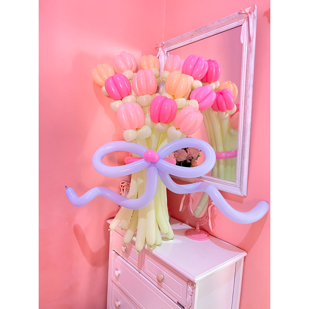 buket bouquet bunga balon daisy tulip flower balon tangkai panjang