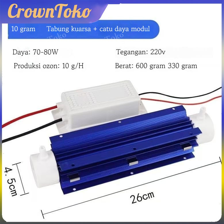 220V 10G Ozone Generator Tube Water Tabung Air Purifier Water Adjustable Purifier Tabung Ozon Water