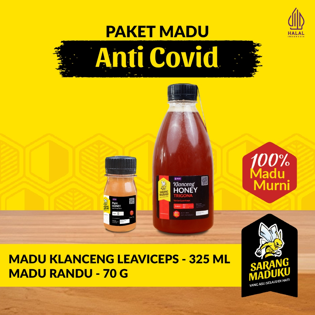 

Sarang Maduku Madu Klanceng Leavyceps 325ML dan Madu Randu 70GR Madu Anti Covid Virus Asli Murni Raw Honey