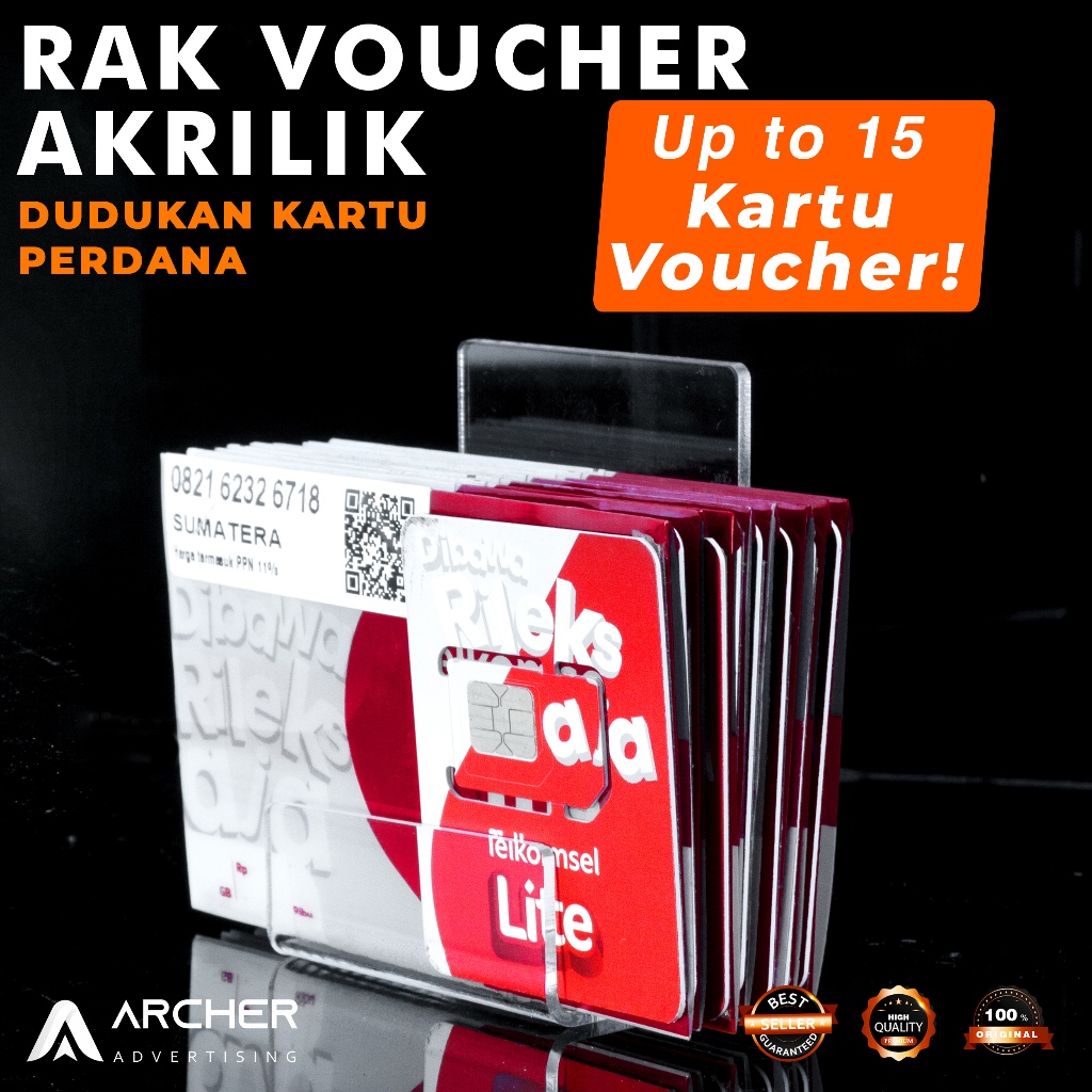 TEMPAT TATAKAN RAK KARTU VOUCHER PERDANA TIPE U AKRILIK