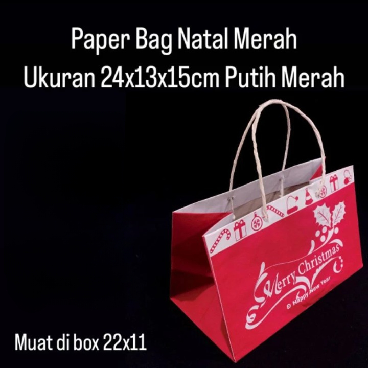 

Paperbag Natal Merah Putih Packaging Hampers Edisi Merry Christmas 24x13x15cm