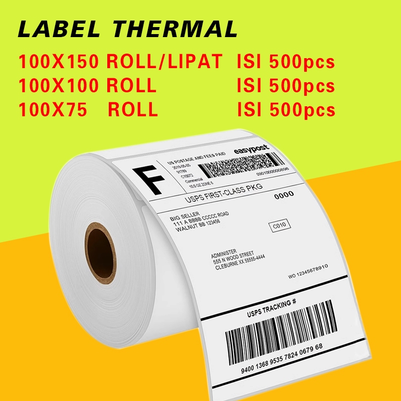 

Label thermal Isi 500 Kertas Thermal Kertas tidak luntur Lem kuat Murah
