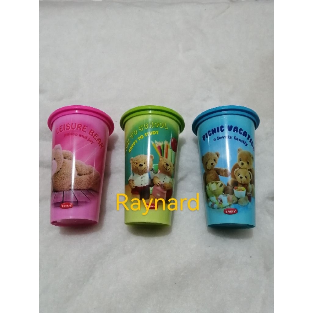 Gelas Plastik / Mug Plastik / Cangkir Plastik / Gelas Mug Goldi Trixy 460ml / Gelas + Tutup Karakter