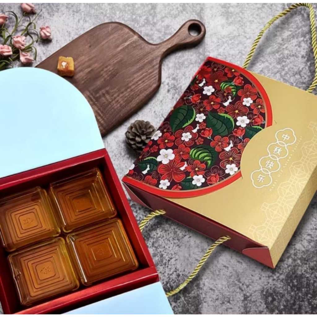 

Mooncake Hampers Box/ Kotak Kue Bulan Handle Tali isi 4 ( 100 - 125gr )