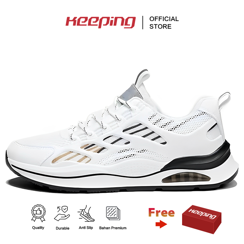 Keeping Sepatu Pria Original Sneakers Cowok Putih Sport Sepatu Olahraga Outdoor Casual Sepatu