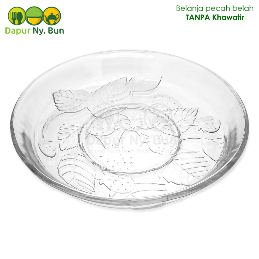 Piring Saji Kaca Bening Besar Ukuran 11 Inch / Mangkok Saji Kaca Bening Besar Gercep