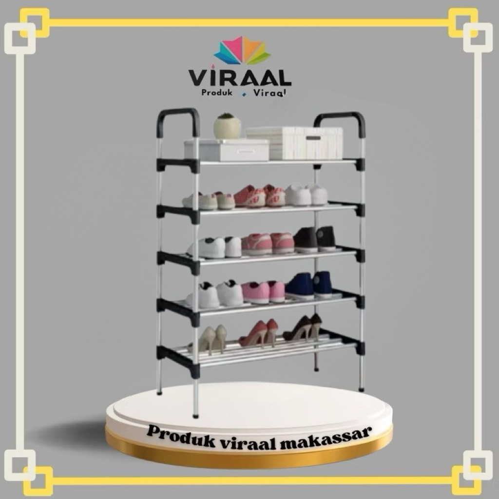 Makassar produk viral Rak Tempat sepatu sandal susun 5 tingkat lima-Rak sepatu-Rak sendal