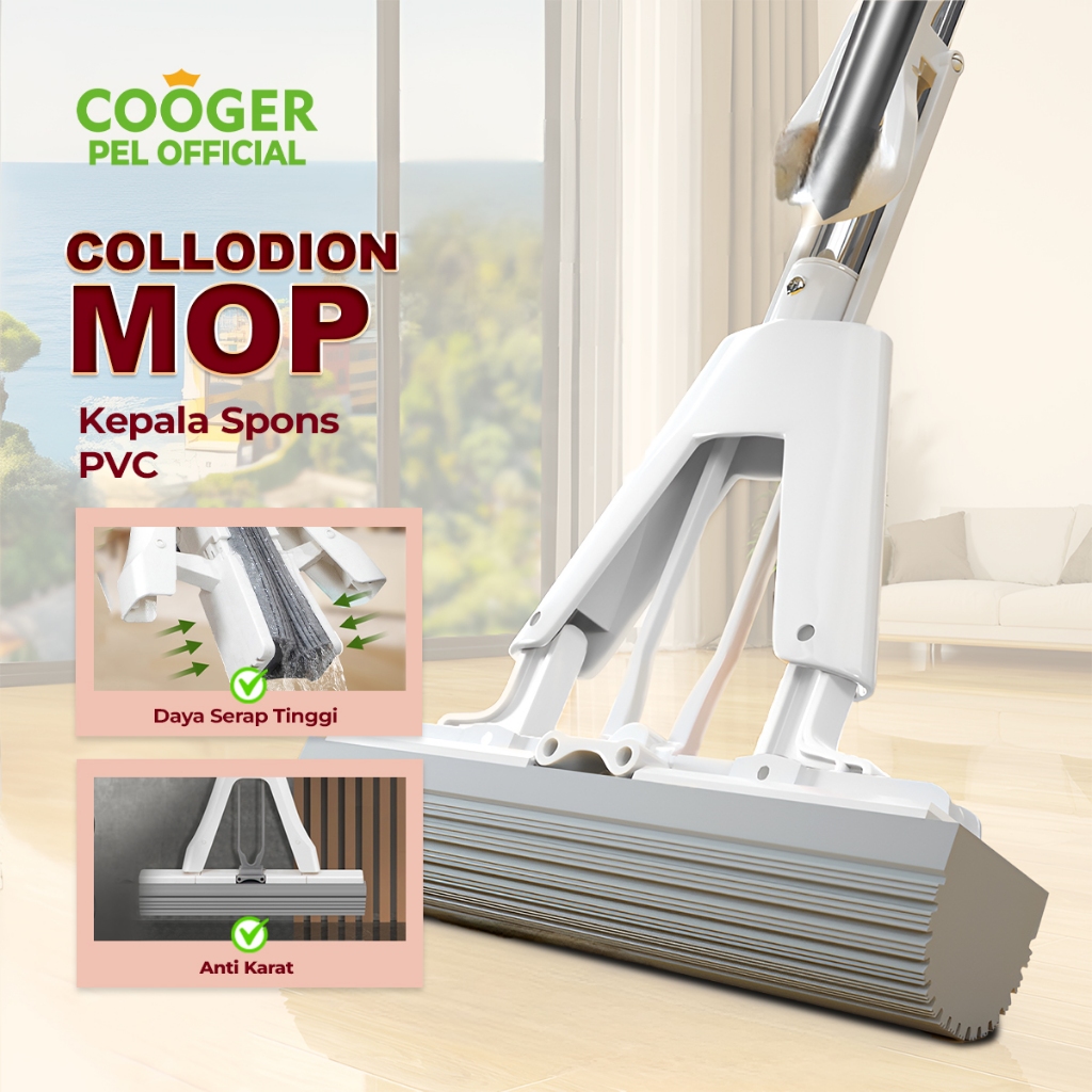 COOGER Sponge Mop 33cm Alat Pel Lantai Spons Ultra Mop Spongy  Pel Lantai Karet /Alat Pel Tarik Spon