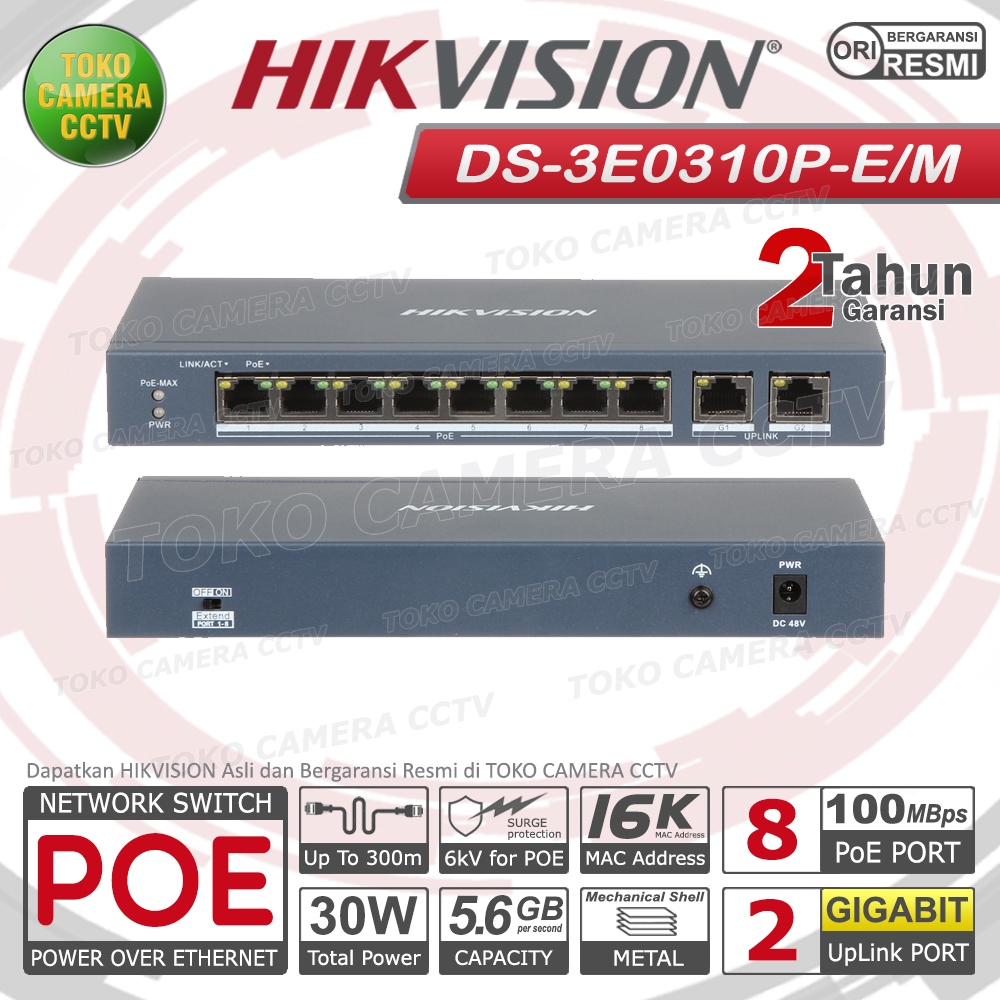 SWITCH POE 8 PORT HIKVISION DS-3E0310P-E/M FOR IP CAMERA