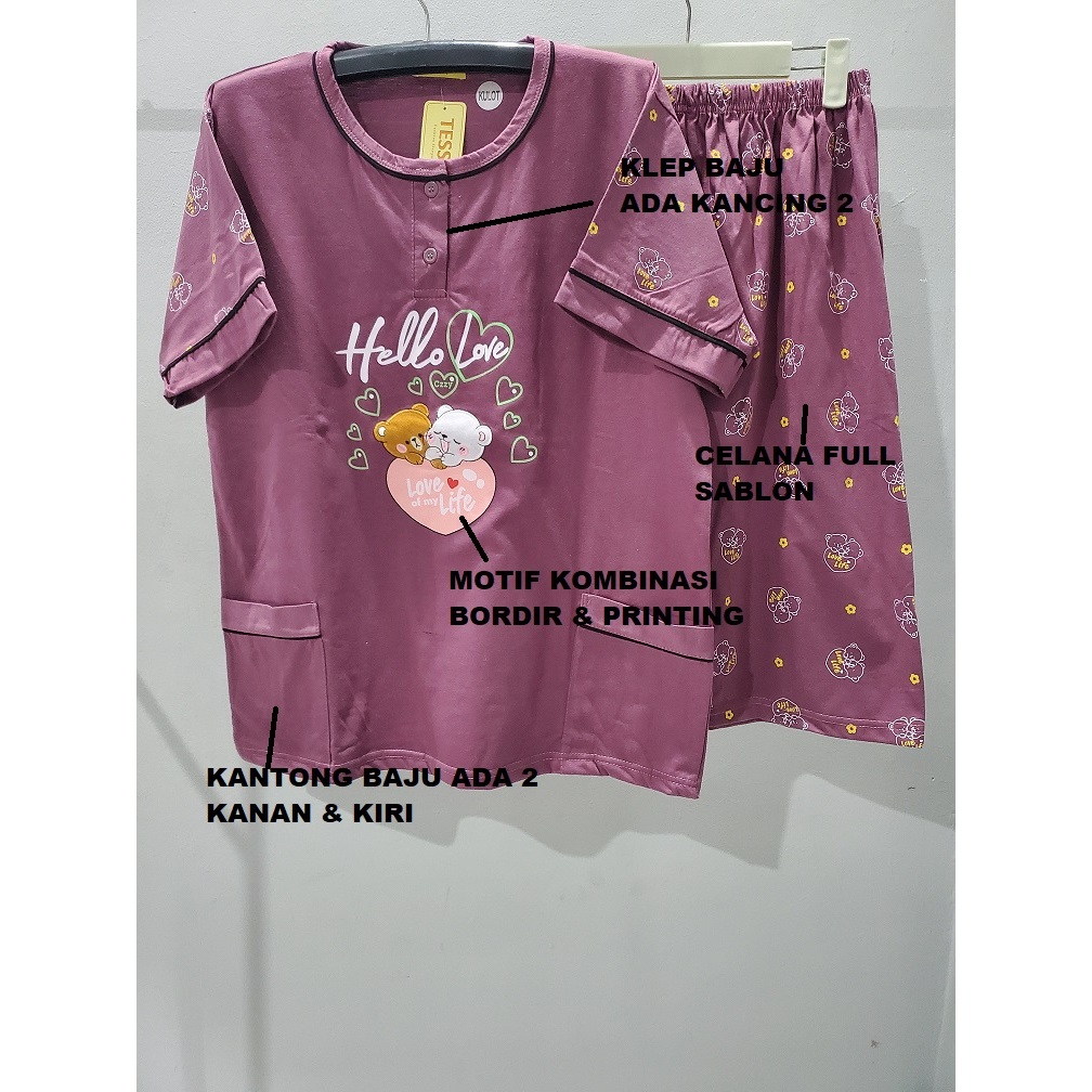 [Best Seller] Baju Tidur 3/4 Jumbo ( KULOT ) Tessa/ Babydoll Tessa 3/4 Jumbo/ Setelan Kulot Jumbo Te