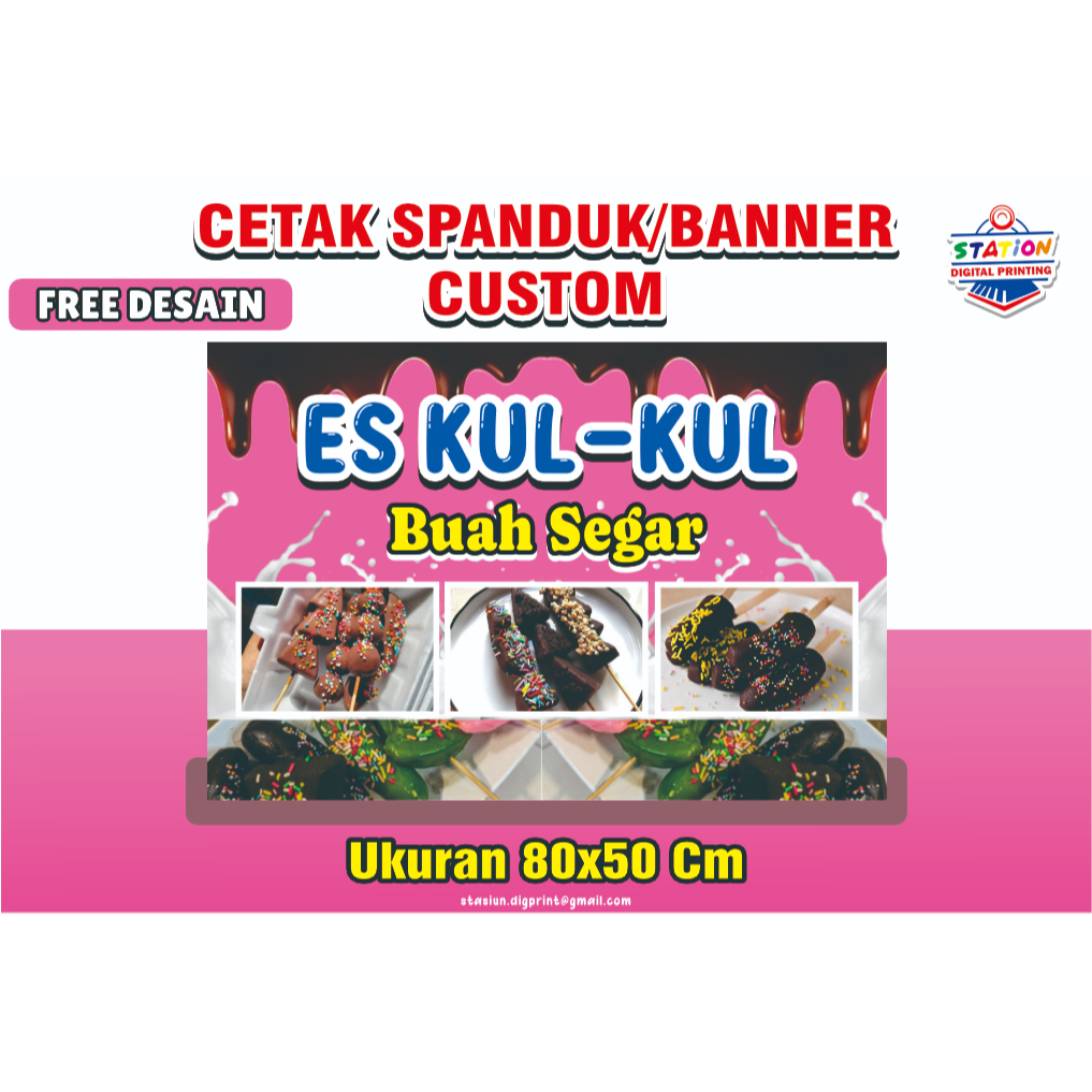 SPANDUK/BANNER ES KULKUL BUAH CUSTOM FREE DESAIN