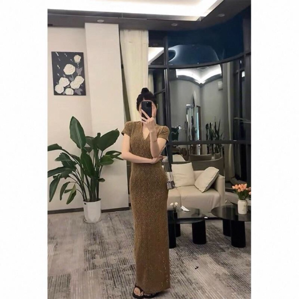 FOLLATO.ID // Dress Blink Blink Dress Casual Motek Lengan Pendek Panjang Semata Kaki